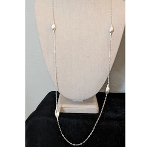 Vintage Sterling Silver Snail Shell Bead Drawn Cable Link Chain Necklace